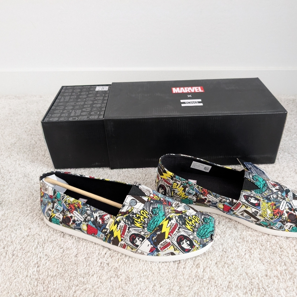 Toms Multi Marvel Comic Pop Print Slip-On Shoes